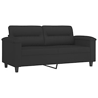 vidaXL 2-sitssoffa med prydnadskuddar svart 140 cm mikrofibertyg