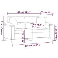 vidaXL 2-sitssoffa med prydnadskuddar svart 140 cm mikrofibertyg
