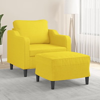 vidaXL Fåtölj med fotpall Ljusgul 60 cm tyg