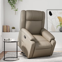 vidaXL Reclinerfåtölj med uppresningshjälp cappuccino konstläder