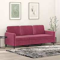 vidaXL 3-sitssoffa vinröd 180 cm sammet