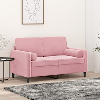 vidaXL 2-sitssoffa med prydnadskuddar rosa 120 cm sammet