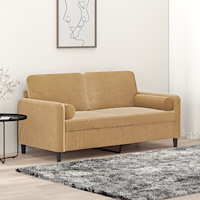 vidaXL 2-sitssoffa med prydnadskuddar brun 140 cm sammet