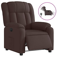 vidaXL Elektrisk reclinerfåtölj mörkbrun tyg