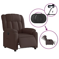 vidaXL Elektrisk reclinerfåtölj mörkbrun tyg