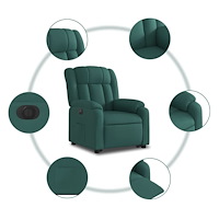 vidaXL Elektrisk reclinerfåtölj med uppresningshjälp mörkgrön tyg