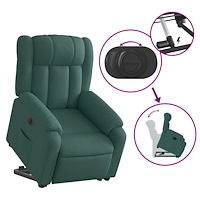 vidaXL Elektrisk reclinerfåtölj med uppresningshjälp mörkgrön tyg