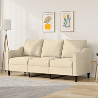 vidaXL 3-sitssoffa gräddvit 180 cm tyg