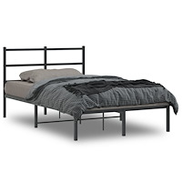 vidaXL Sängram med huvudgavel metall svart 120x190 cm