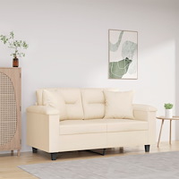 vidaXL 2-sitssoffa med prydnadskuddar beige 120 cm mikrofibertyg
