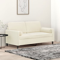 vidaXL 2-sitssoffa med prydnadskuddar gräddvit 140 cm sammet