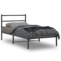 vidaXL Sängram med huvudgavel metall svart 107x203 cm