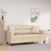 vidaXL 2-sitssoffa med prydnadskuddar gräddvit 140 cm mikrofibertyg
