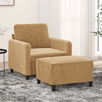 vidaXL Fåtölj med fotpall Brun 60 cm sammet
