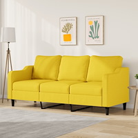 vidaXL 3-sitssoffa ljusgul 180 cm tyg