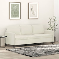 vidaXL 3-sitssoffa gräddvit 180 cm sammet