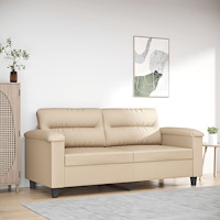 vidaXL 2-sitssoffa gräddvit 140 cm mikrofibertyg