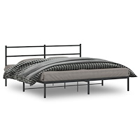 vidaXL Sängram med huvudgavel metall svart 200x200 cm