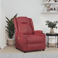 vidaXL Massagefåtölj vinröd konstläder