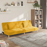 vidaXL Bäddsoffa 2-sits med två kuddar gul tyg