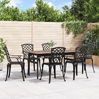 vidaXL Caféstolar 6 st gjuten aluminium svart