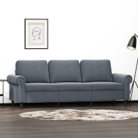 vidaXL 3-sitssoffa mörkgrå 180 cm sammet