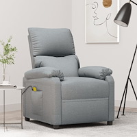 vidaXL Massagefåtölj ljusgrå tyg