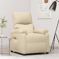 vidaXL Massagefåtölj gräddvit tyg