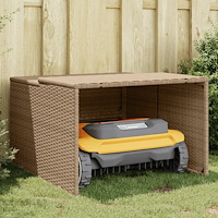 vidaXL Garage för robotgräsklippare beige 86x90x52/57 cm konstrotting