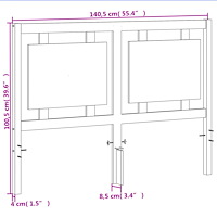 vidaXL Huvudgavel vaxbrun 135 cm massiv furu