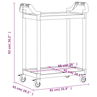 vidaXL Rullvagn 2 nivåer svart 81x41x92 cm aluminium