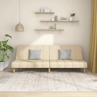 vidaXL Bäddsoffa 2-sits gräddvit tyg