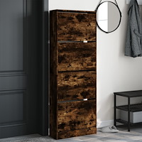 vidaXL Skoställ rökfärgad ek 60x21x163,5 cm konstruerat trä