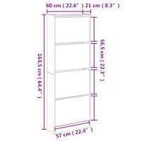 vidaXL Skohylla sonoma-ek 60x21x163,5 cm konstruerat trä