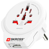 SKROSS Reseadapter Världen till Europa USB-A 12W Jordad