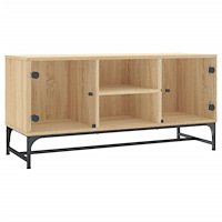 vidaXL Tv-bänk med glasdörrar sonoma-ek 102x37x50 cm