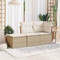 vidaXL Trädgårdspall med dyna beige 55x55x37 cm konstrotting
