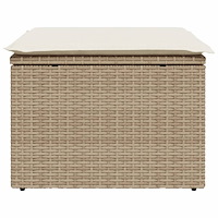 vidaXL Trädgårdspall med dyna beige 55x55x37 cm konstrotting