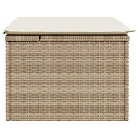 vidaXL Trädgårdspall med dyna beige 55x55x37 cm konstrotting