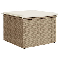 vidaXL Trädgårdspall med dyna beige 55x55x37 cm konstrotting