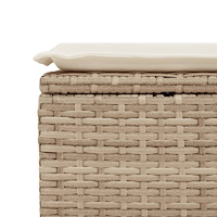 vidaXL Trädgårdspall med dyna beige 55x55x37 cm konstrotting