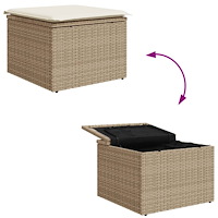 vidaXL Trädgårdspall med dyna beige 55x55x37 cm konstrotting