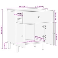 vidaXL Sängbord 50x33x60 cm massivt akaciaträ