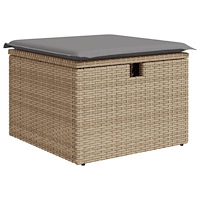 vidaXL Trädgårdspall med dyna beige 55x55x37 cm konstrotting