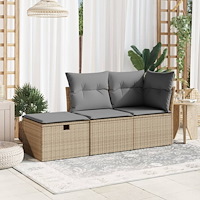 vidaXL Trädgårdspall med dyna beige 55x55x37 cm konstrotting