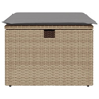 vidaXL Trädgårdspall med dyna beige 55x55x37 cm konstrotting