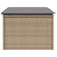 vidaXL Trädgårdspall med dyna beige 55x55x37 cm konstrotting