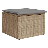 vidaXL Trädgårdspall med dyna beige 55x55x37 cm konstrotting