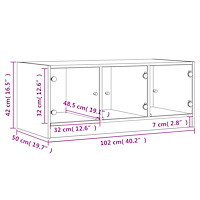 vidaXL Soffbord med glasdörrar vit 102x50x42 cm