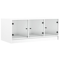 vidaXL Soffbord med glasdörrar vit 102x50x42 cm